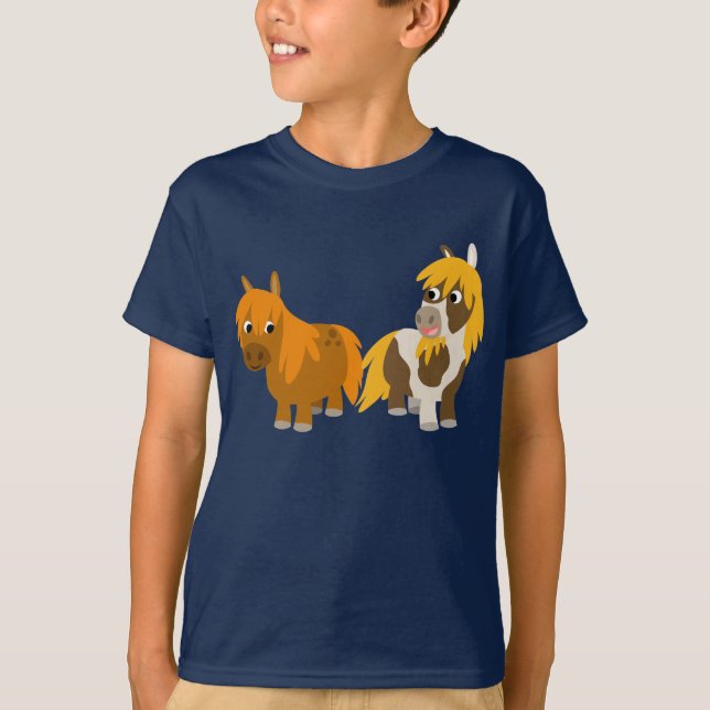 T-shirt Deux mignons Ponies en caricature pour enfants T-s (Devant)