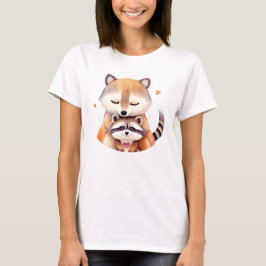 T-shirt Deux mignons ratons laveurs au coeur. Amour