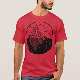 T-shirt Deux Monts Géométriques Jour et Night Line Art