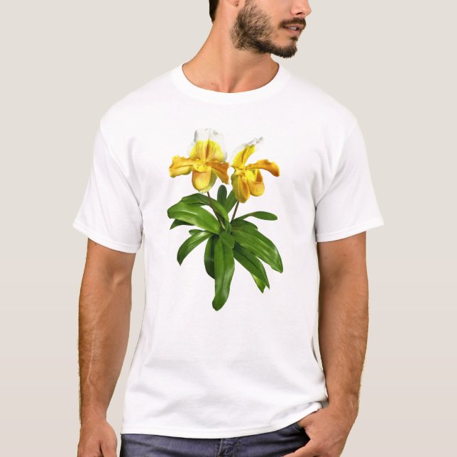 T-shirt Deux orchidées jaunes de Madame pantoufle (Devant)