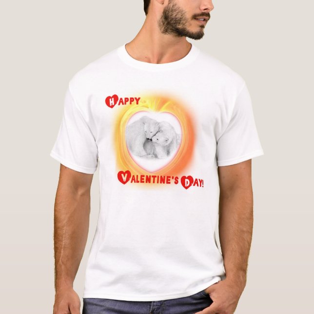 T-shirt Deux ours dans l'amour -- Heureuse Sainte-Valentin (Devant)