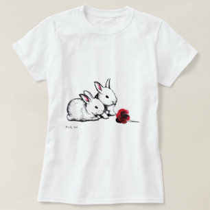 T-shirt Deux petits lapins blancs