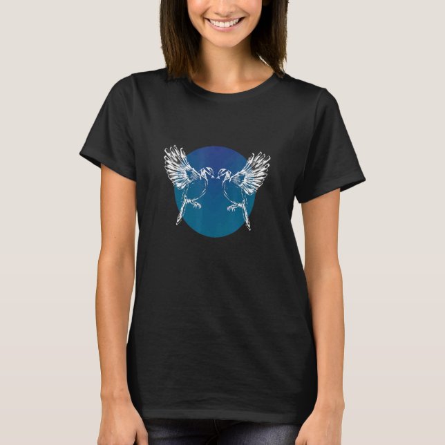 T-shirt Deux Petits Oiseaux Qui S'Embrassent Sur Le Cercle (Devant)