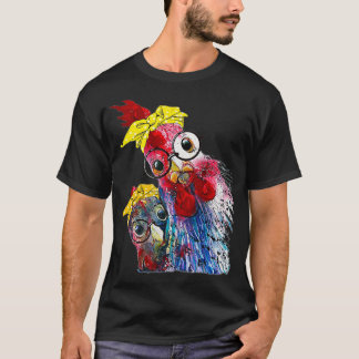 T-shirt deux poulets avec bandeau de bandana et lunettes m