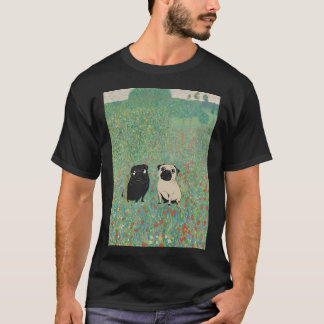 T-shirt Deux pugs dans la prairie de Klimt