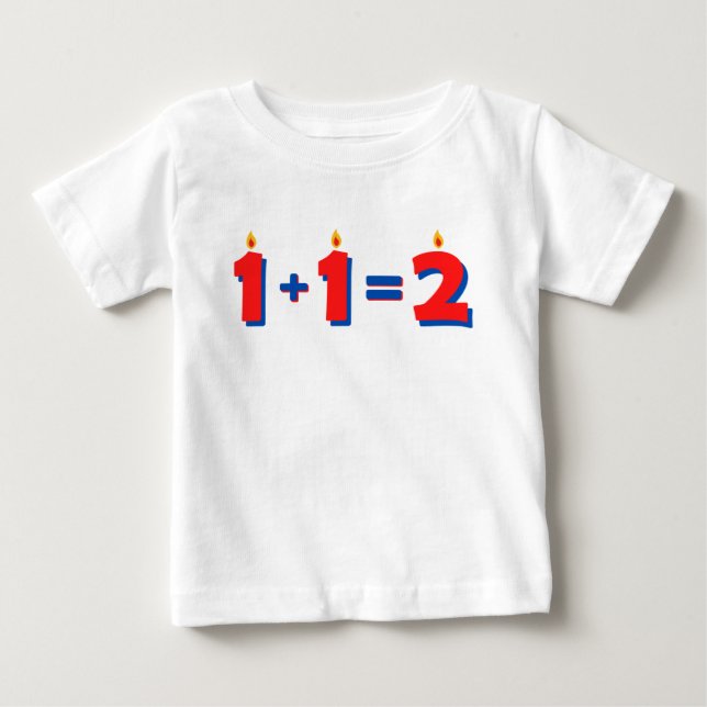 T-Shirt Deux Rouge 2e Anniversaire Bébé Fille Garç (Devant)
