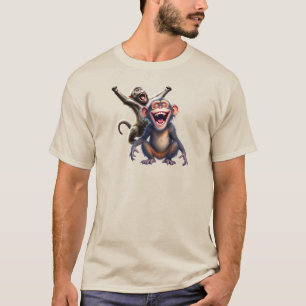 T-shirt Deux singes morts de rire font la fête.