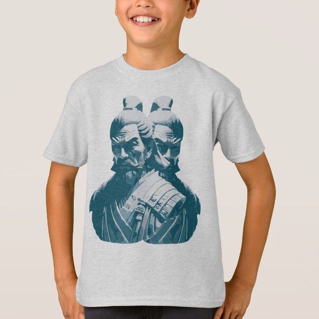 T-shirt Deux Statues Japonaises Samurai Design (Devant)