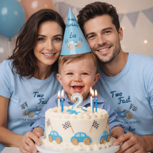 T-shirt Deux voitures de course rapides Maman 2ème anniver