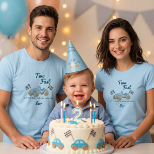 T-shirt Deux voitures de course rapides Maman 2ème anniver