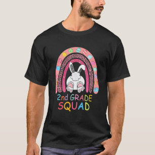 T-shirt Deuxième grade Rainbow Bunny Boy Girl Teacher Squa