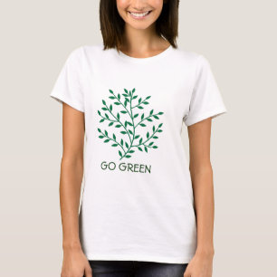 T-shirt Devenez écolo de feuille verte feuille verte