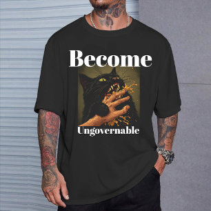 T-shirt Devenez Ingouvernable" Drôle Chat Noir Mordant la