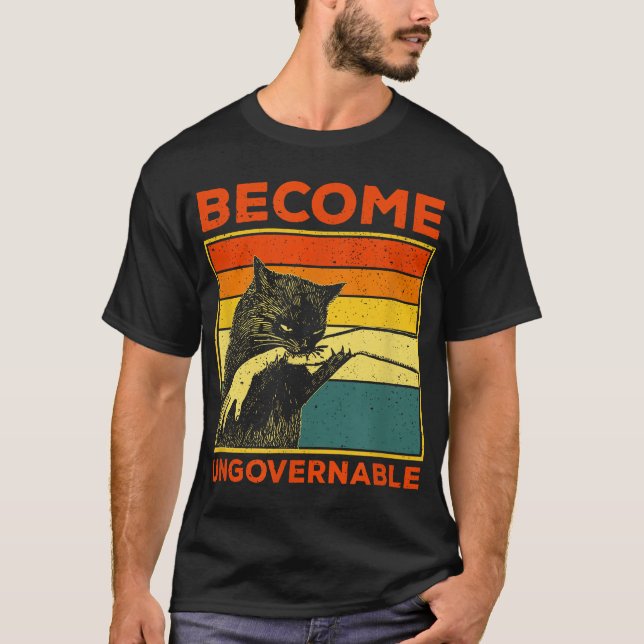 T-shirt Devenir ingouvernable Chat noir Mâle de morsure ma (Devant)