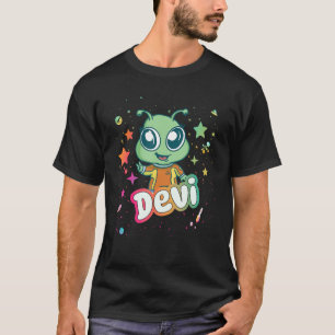 T-shirt DEVI - Nom du garçon mignon avec un Alien mignon