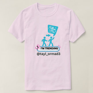 T-SHIRT DEVIENIR CÉLÈBRE INFLUENCEUR MÉDIA ROSE PÂLE BLEU 