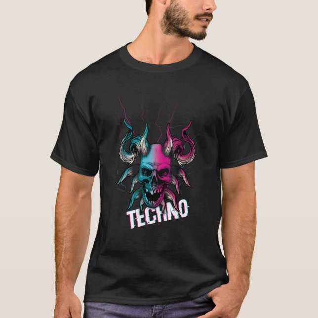 T-shirt Devil Bone Tekno Rave Music Hard Techno Raver Dark (Devant)