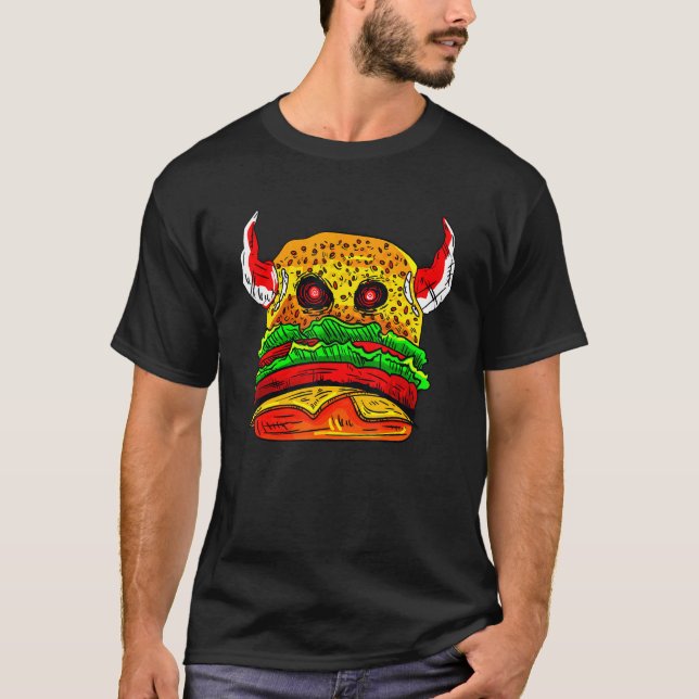 T-shirt Devil Burger Hamburger Cheesburger Delicious Food (Devant)