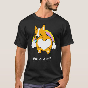 T-shirt Devinez Quel Cul De Corgi Arc-En-Ciel Mignon Propr