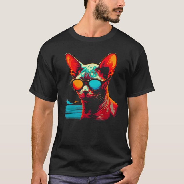 T-shirt Devon Rex Cat Beach Party (Devant)