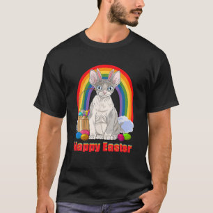 T-shirt Devon Rex Chat Joyeux Oeufs de Pâques Bunny