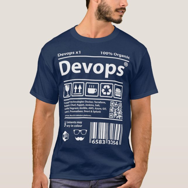 T-shirt Devops Code-barres Ordinateurs de programmation co (Devant)