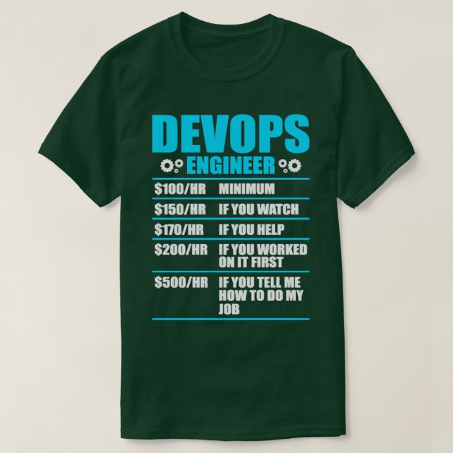 T-shirt Devops Engineer Sys administrateur et développeur  (Design devant)