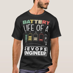T-shirt DevOps Ingénieur Batterie Vie Cloud Informatique