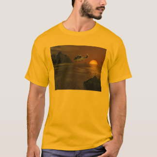 T-shirt d'hélicoptère de coucher du soleil