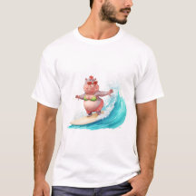 T-shirt d'hippopotame de Noël en bikini pour surfe