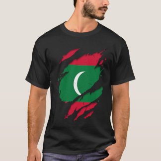 T-shirt Dhivehin Torn, fier, a arraché le drapeau des Mald