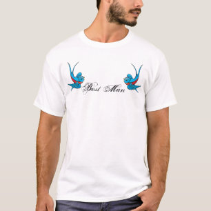 T-shirt d'homme d'oiseaux d'hirondelle de tatouage