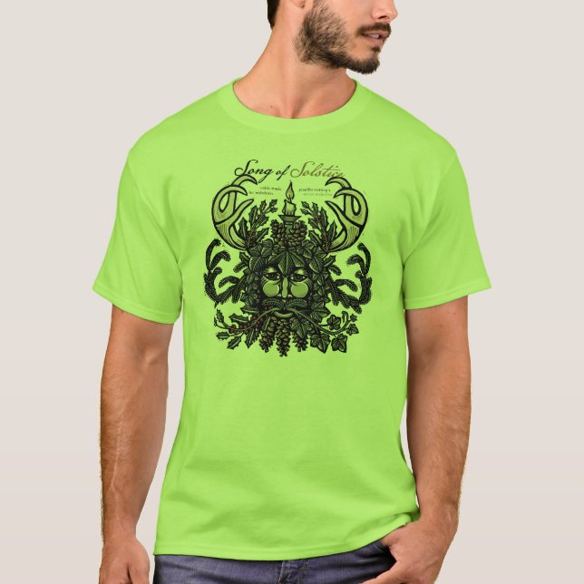 T-shirt d'homme vert de solstice d'hiver (blanc) (Devant)