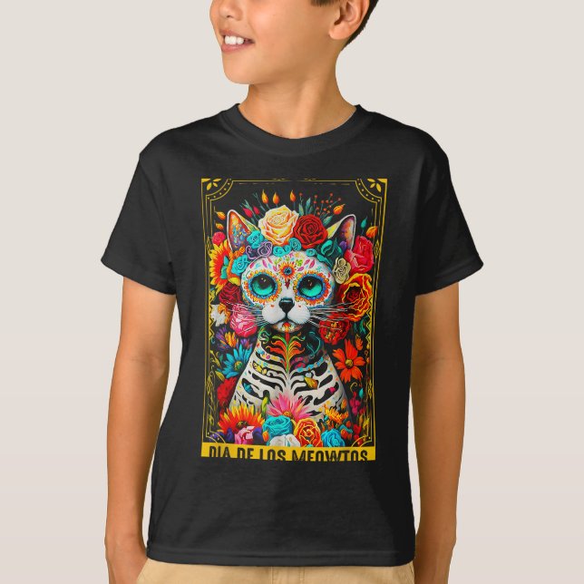 T-shirt Dia De Los Meowtos Sugar Skull Cat Gift  (Devant)
