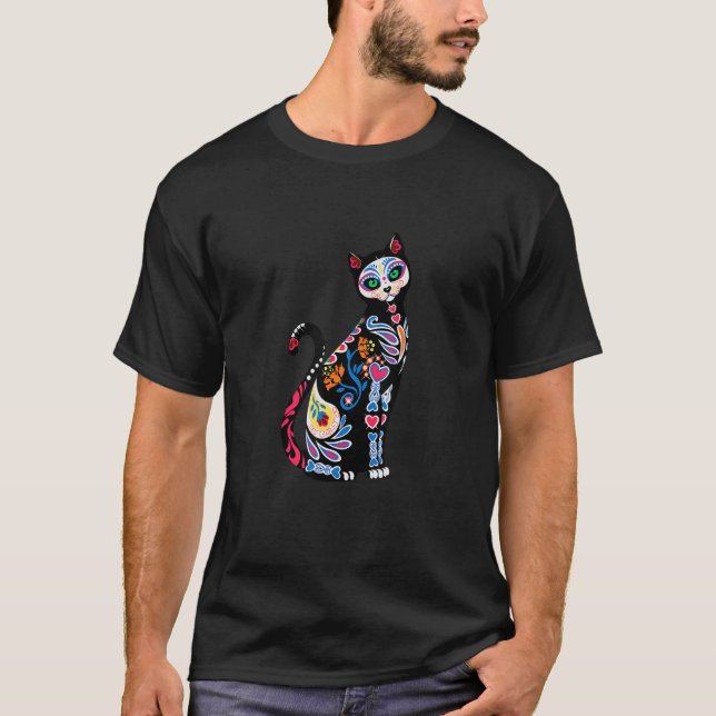 T-shirt Dia de los Muertos Chat Jour De L'Halloween Morte (Devant)