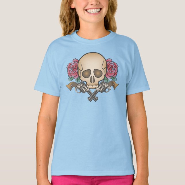 T-shirt Dia de los Muertos Crâne et armes à feu | Chemise  (Devant)