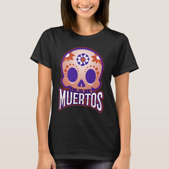 T-shirt Dia de los muertos Modern colourful Skull (Devant)