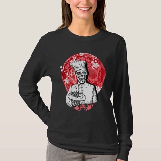 T-shirt Dia de los Muertos Skeleton Chef Sugar Skull Moon (Devant)