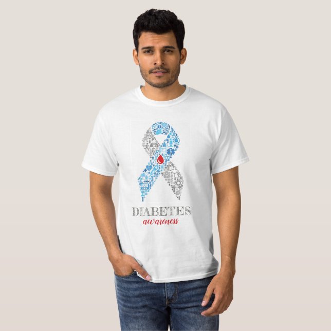 T-shirt diabète Awarness Ribbon with Treatment (Devant entier)