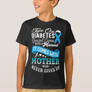 T-shirt Diabète de type un pour Mère Bleu Ruban Diabétique