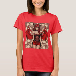T-shirt Diabla Infernal en un Mar de Calaveras