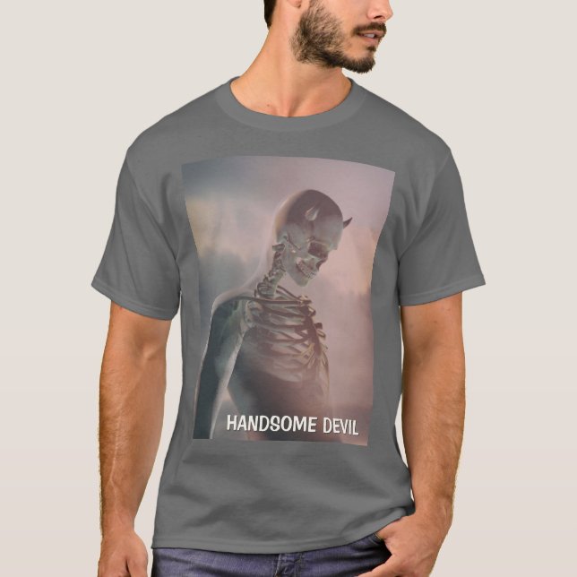 T-shirt Diable séduisant. Squelette avec des cornes (Devant)