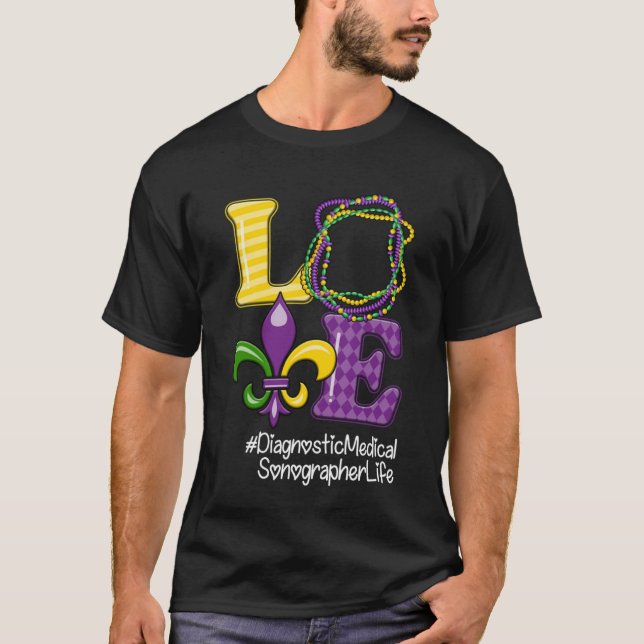 T-shirt Diagnostic Médicale Sonographe Infirmière Mardi Gr (Devant)