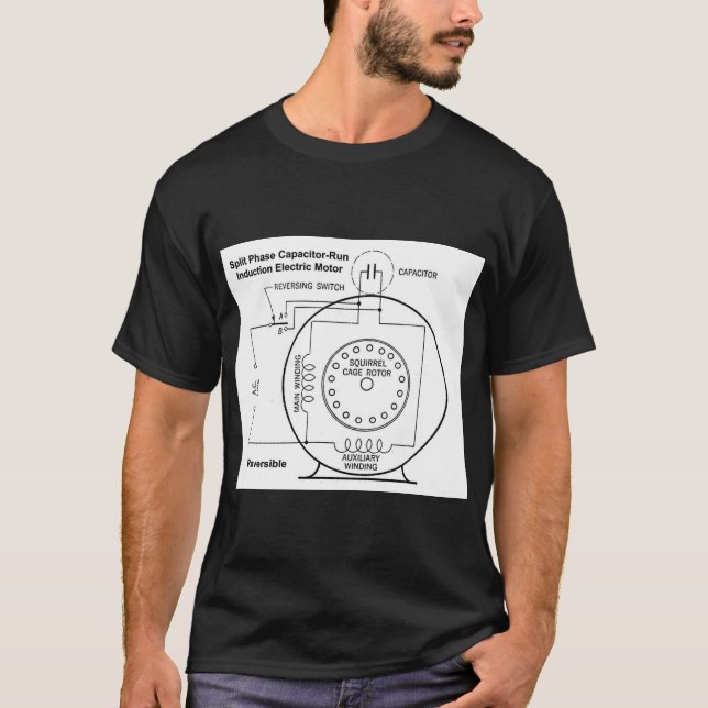 T-shirt Diagramme de moteur à induction à phase fractionné (Devant)