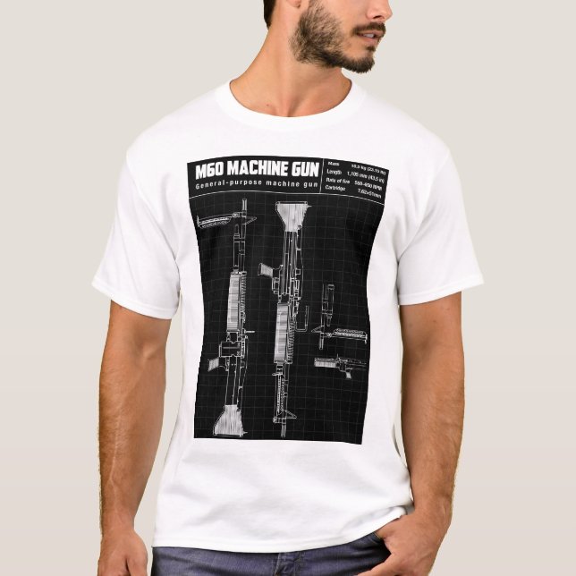 T-SHIRT DIAGRAMME M60 MACHINE GUN (Devant)