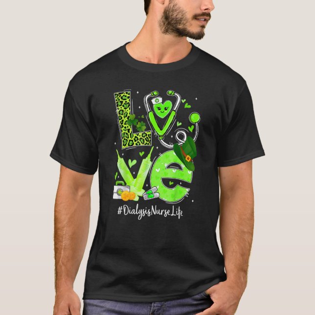 T-shirt Dialyse Infirmière Vie Amour Coeur Stéthoscope R (Devant)