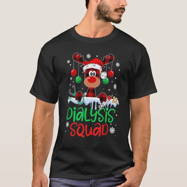 T-shirt Dialysis Squad Christmas Reindeer Nurse Matching P (Devant)