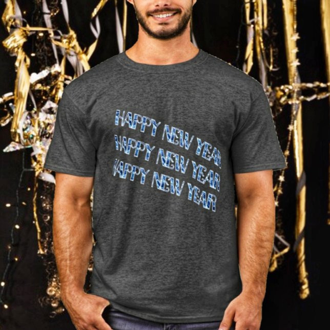 T-shirt Diamant bleu HNY (This HNY Blue Diamond T-Shirt in Charcoal Heather, celebrates your anticipation, of the New Year!)
