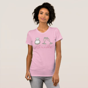 T-shirt Diamond Anneau rose Champagne Mariage BRIDE Tee