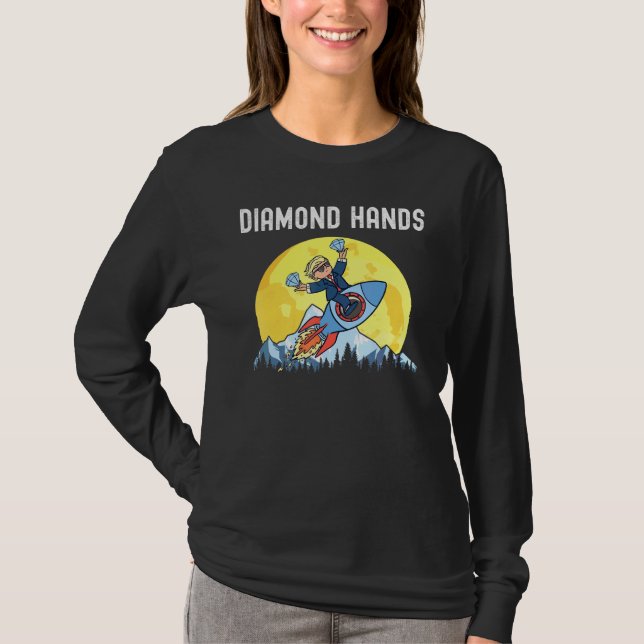 T-shirt Diamond Mains Wallstreetbets Amc Au Mème Lune (Devant)